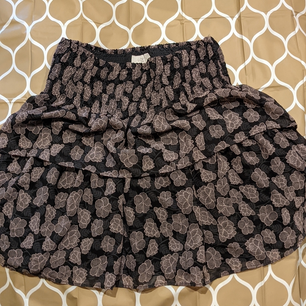 FloweryPink and Black Lacey Ann Loft Skirt, Medium